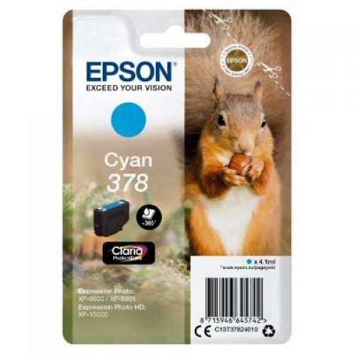Epson Inkjet Cartridge 378 Cyan 4ml C13t37824010 Squirrel Fusion Office