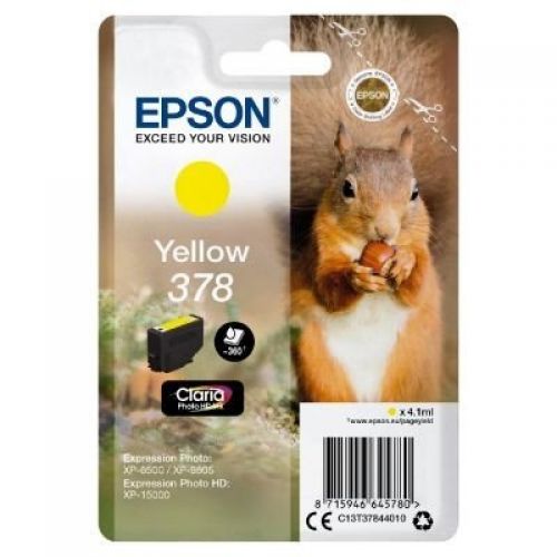 Epson Inkjet Cartridge 378 Yellow 4ml C13t37844010 Squirrel Fusion Office