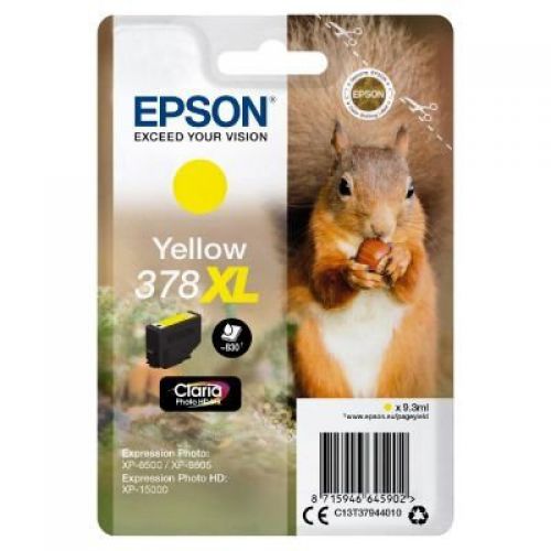 Epson Inkjet Cartridge 378xl Yellow 9ml C13t37944010 Squirrel Fusion Office