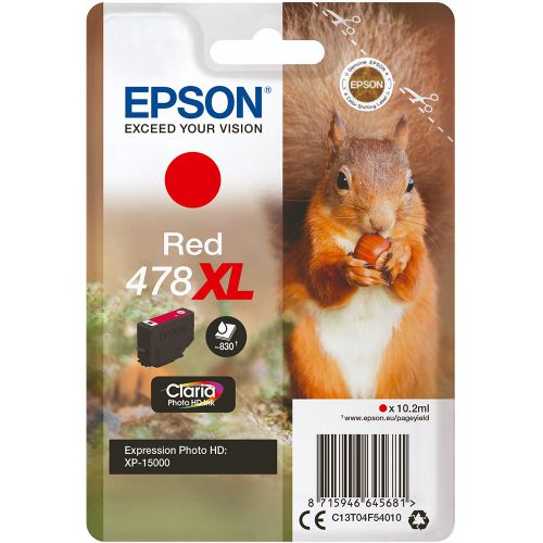 Epson Inkjet Cartridge 478xl Red 10ml C13t04f54010 Squirrel Fusion Office