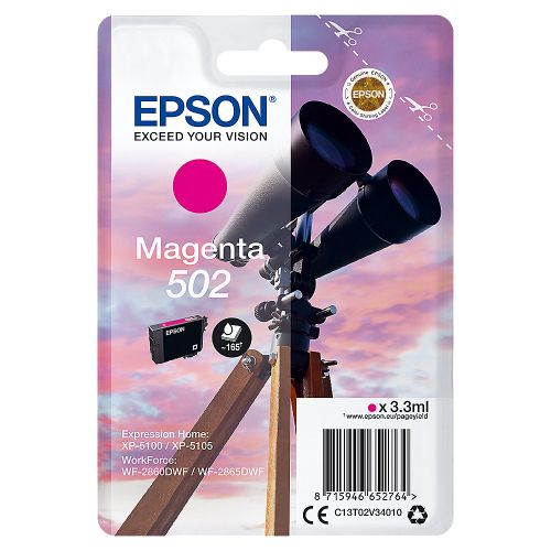 Epson Inkjet Cartridge 502 Magenta 3ml C13t02v34010 Binoculars Fusion Office