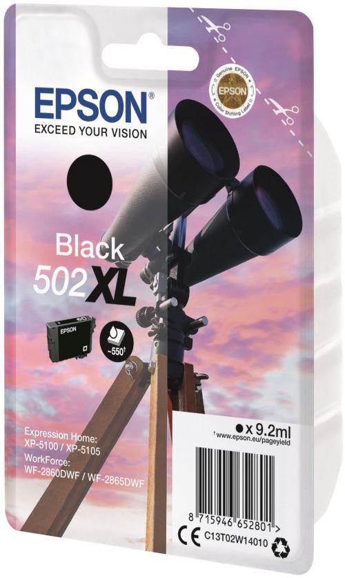 Epson Inkjet Cartridge 502xl Black 9ml C13t02w14010 Fusion Office