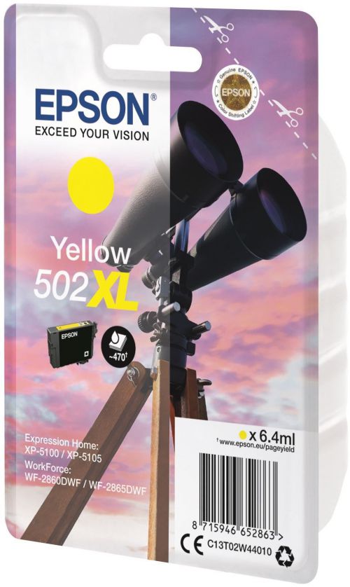 Epson Inkjet Cartridge 502xl Yellow 6ml C13t02w44010 Binoculars Fusion Office
