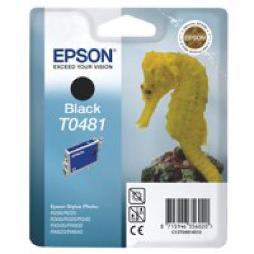 Epson Inkjet Cartridge T0481 Black 13ml C13t04814010 Seahorse Fusion Office