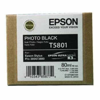 Epson Inkjet Cartridge T5801 Black 80ml C13t580100 Fusion Office
