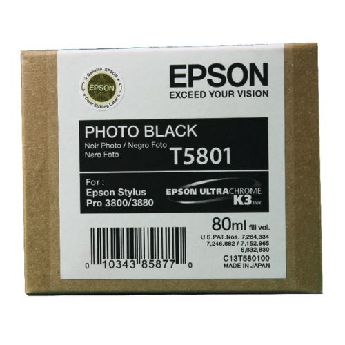 Epson Inkjet Cartridge T5801 Black 80ml C13t580100 Fusion Office