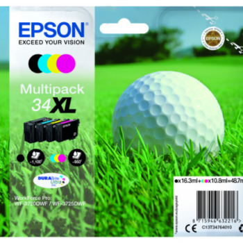 Epson Inkjet Cartridges 34xl Black Colour Multipack C13t34764010 Golf Ball Fusion Office