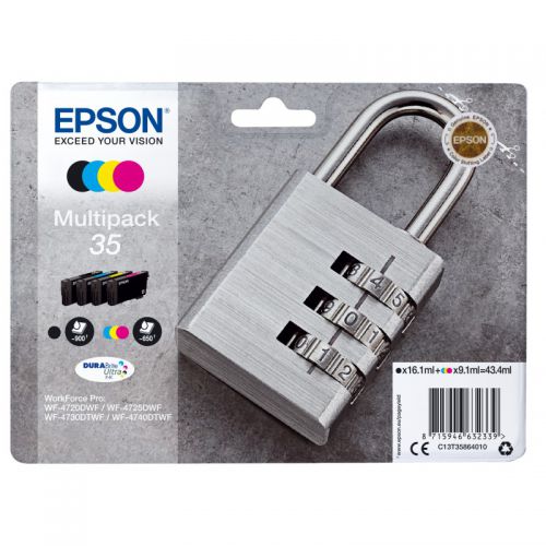 Epson Inkjet Cartridges 35 Black Colour Multipack C13t35864010 Padlock Fusion Office
