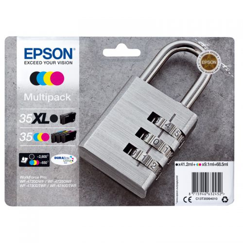 Epson Inkjet Cartridges 35xl Black Colour Multipack C13t35964010 Padlock Fusion Office