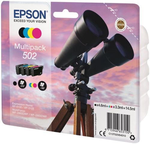 Epson Inkjet Cartridges 502 4 Colour Mutipack C13t02v64010 Fusion Office