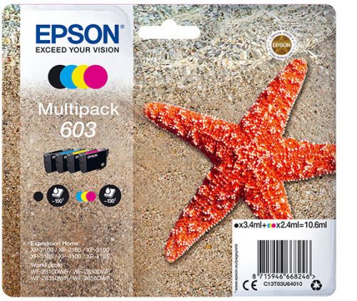 Epson Inkjet Cartridges 603 4 Colour Multipack C13t03u64010 Starfish Fusion Office