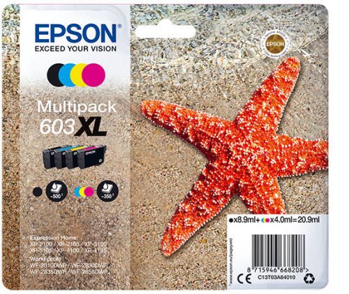 Epson Inkjet Cartridges 603xl 4 Colour Multipack C13t03a64010 Fusion Office