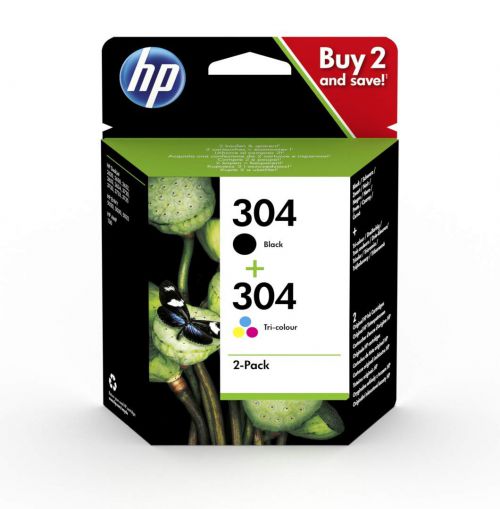 Hp 304 Black Tri Colour Ink Cartridges 3jb05ae Pack 2 Fusion Office