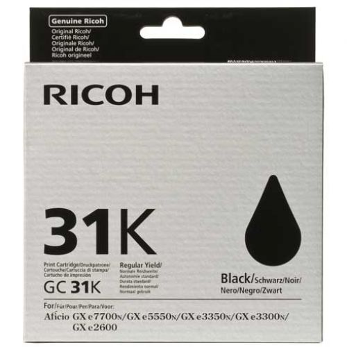 Ricoh Inkjet Cartridge Gel Gc31k Black 405688 Fusion Office