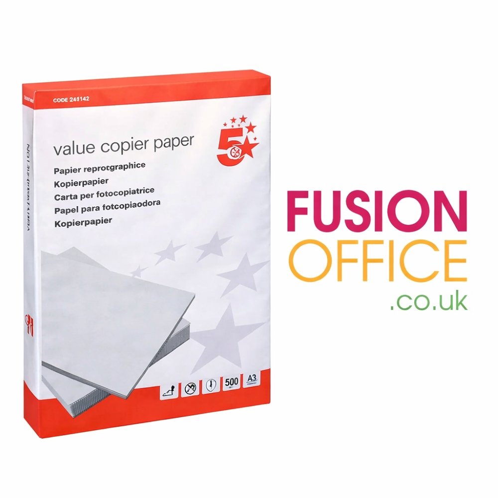 Printer Paper A3 Ream White 500 Sheets Ream - With Logo - Fusion Office UK Printer Paper A3 Ream White 500 Sheets Ream - With Logo - Fusion Office UK