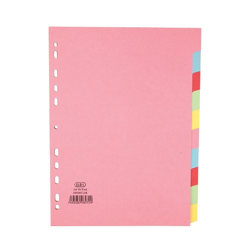Elba Dividers 10-Part A4 Assorted 400007246