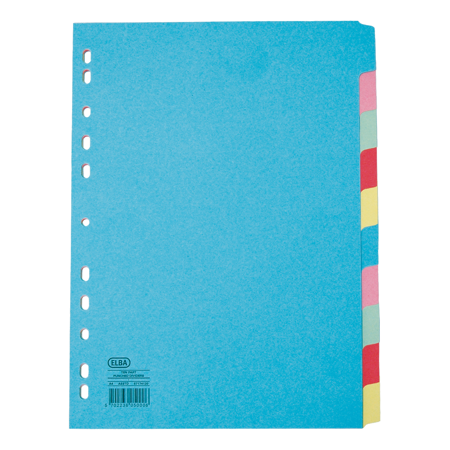 Elba Dividers Extra Wide 10 Part A4 Assorted 400007242 Fusion Office