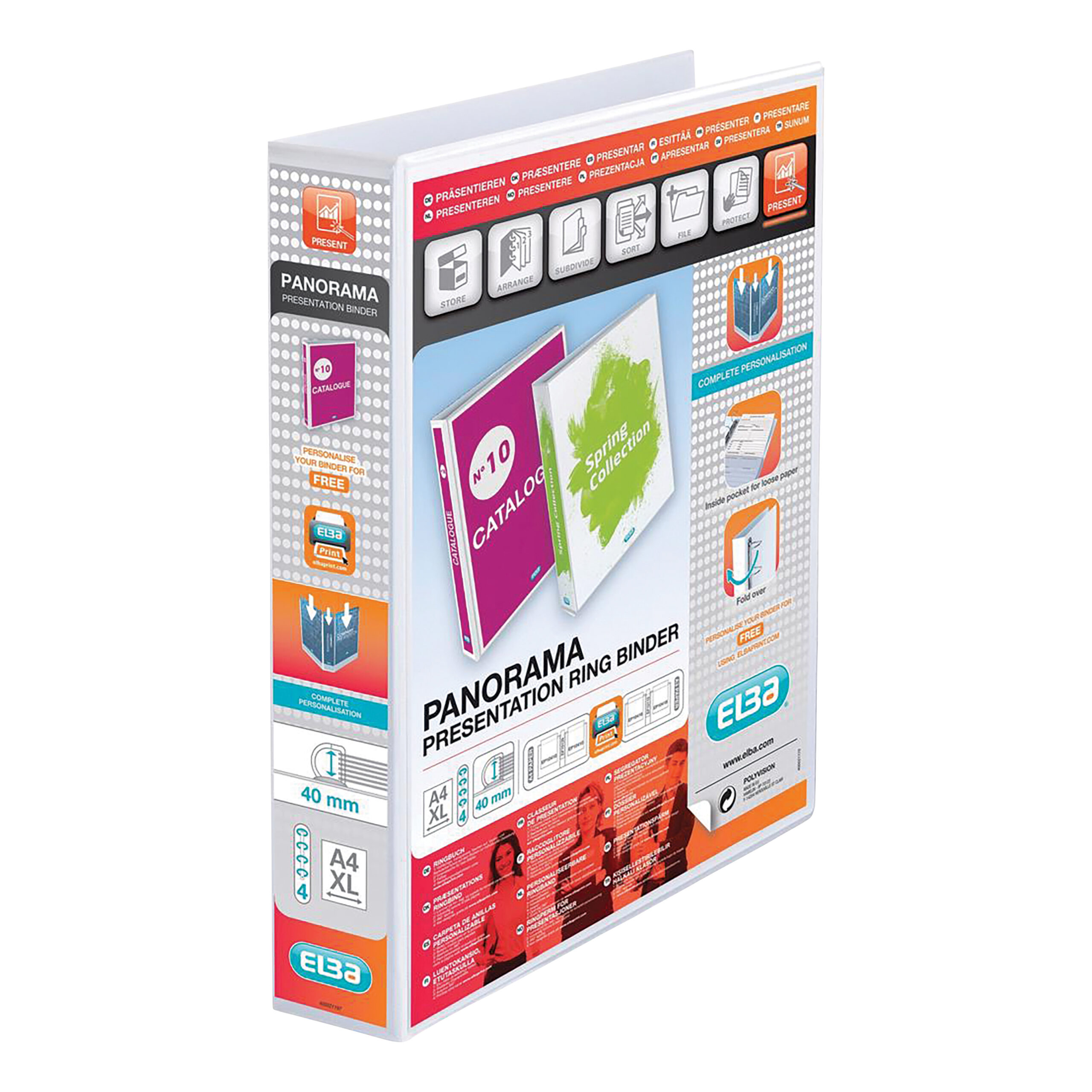 Elba Panorama 4d Ring Binders 40mm White A4 400001300 Pack 10 Fusion Office