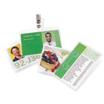 Gbc Laminating Pouches Badge 67×99 125mic 3743177 Pack 100 Fusion Office