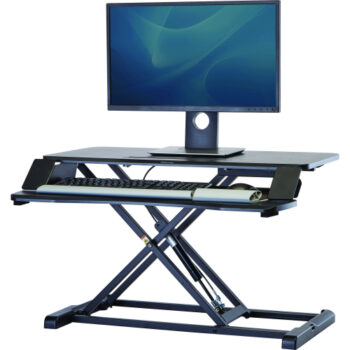 Enhance your workspace with the Fellowes Corsivo Sit-Stand Workstation 8091001 designed for ergonomic comfort and flexibility. This stylish workstation allows you to easily switch between sitting and standing promoting better posture and productivity.