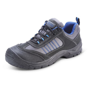 Shop our Safety Trainers in Size 12 (EU 47) featuring a sleek black and blue design perfect for both comfort and protection on the job. Ideal for those seeking durable footwear that meets safety standards without compromising on style.