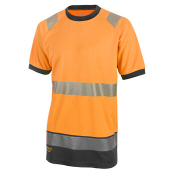 Two Tone Short Sleeve T-Shirt Orange/Black XXL HVTT001ORBLXXL