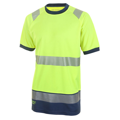 Two Tone Short Sleeve T-Shirt Saturn Yellow/Navy Blue Medium HVTT001SYNM