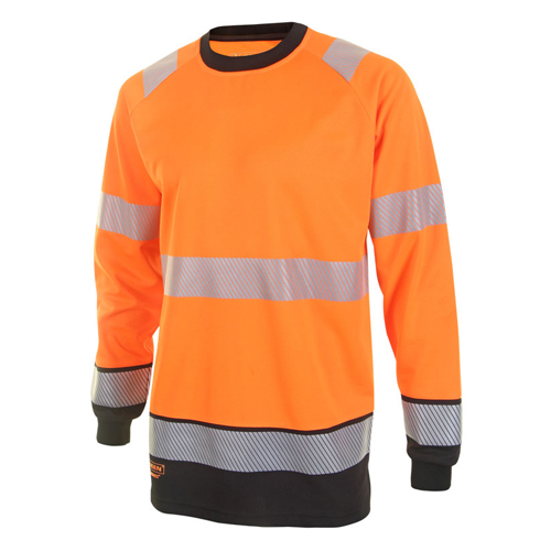 Two Tone Long Sleeve T-Shirt Orange/Black Medium HVTT005ORBLM