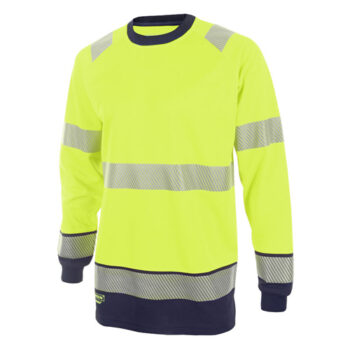 Two Tone Long Sleeve T-Shirt Saturn Yellow/Navy Blue 4XL HVTT005SYN4XL