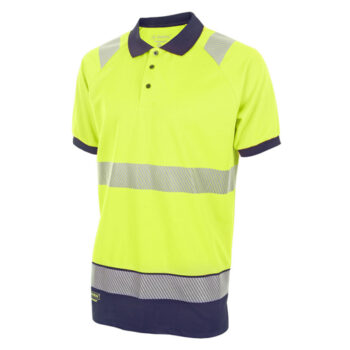 Two Tone Short Sleeve Polo Shirt Saturn Yellow/Navy Blue XL HVTT010SYNXL