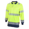 Two Tone Long Sleeve Polo Shirt Saturn Yellow/Navy Blue 4XL HVTT015SYN4XL
