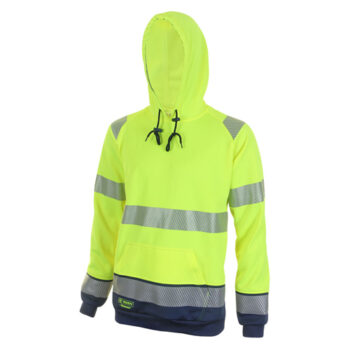 Two Tone High-Visibility Hooded Sweatshirt Saturn Yellow/Navy Blue Medium HVTT025SYNM