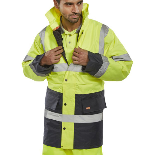 Two Tone High-Visibility Traffic Jacket Saturn Yellow/Navy Blue Small TJSTTENGSYNS
