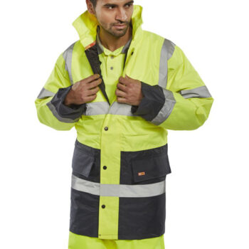 Two Tone High-Visibility Traffic Jacket Saturn Yellow/Navy Blue XXL TJSTTENGSYNXXL