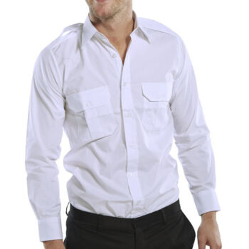 Long Sleeve Pilot Shirt White 18inch PSLSW18