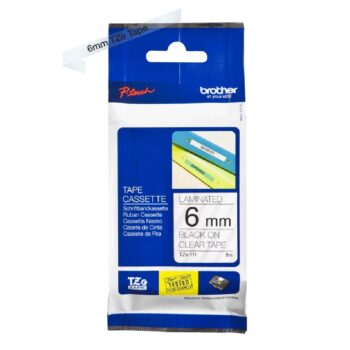 Brother TZE-111 P-Touch Black On Clear Label Tape 6mmx8m TZE111