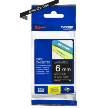 Brother Tze 315 P Touch White On Black Label Tape 6mmx8m Tze315 Fusion Office