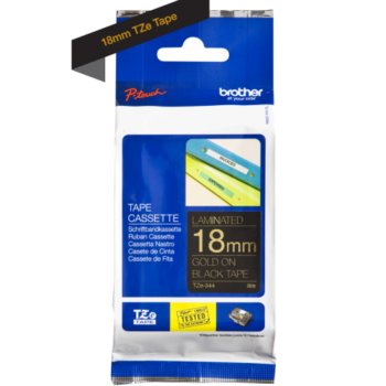 Brother Tze 344 P Touch Gold On Black Label Tape 18mm X 8m Tze344 Fusion Office