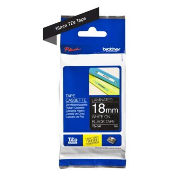 Brother TZE-345 P-Touch White On Black Label Tape 18mm x 8m TZE345