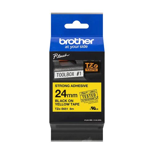 Brother Tzes651 Black On Yellow Strong Label Tape 24mmx8m Fusion Office