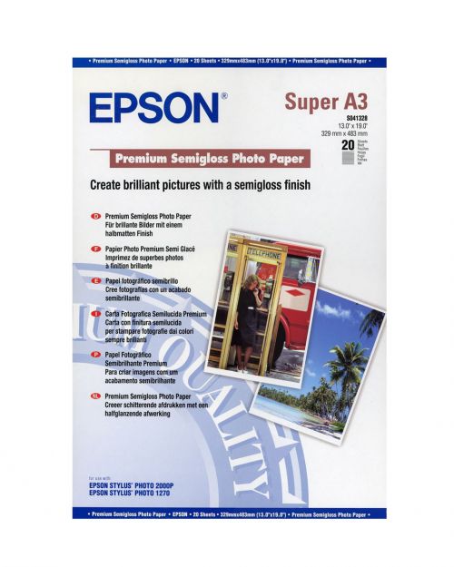 Epson C13s041328 Semi Gloss Photo Paper A3plus 20 Sheets Fusion Office