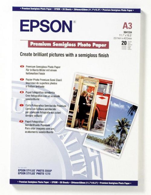 Epson C13s041334 Semi Gloss Photo A3 20 Sheets Fusion Office