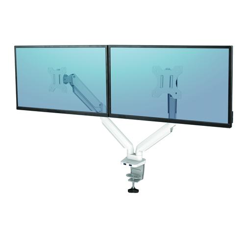 Fellowes White Dual Monitor Arm Platinum Series 8056301 Fusion Office
