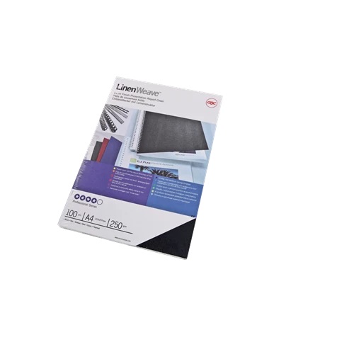 GBC LinenWeave Covers Black A4 CE050010 - Pack 100