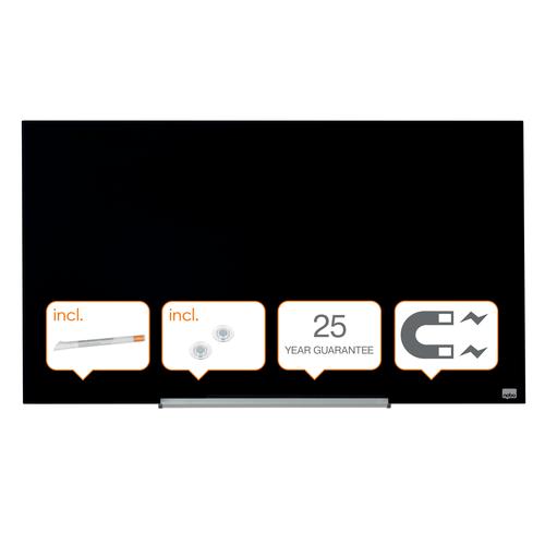 Nobo Glassboard 1000x560mm Black 45″ Widescreen 1905180 Fusion Office