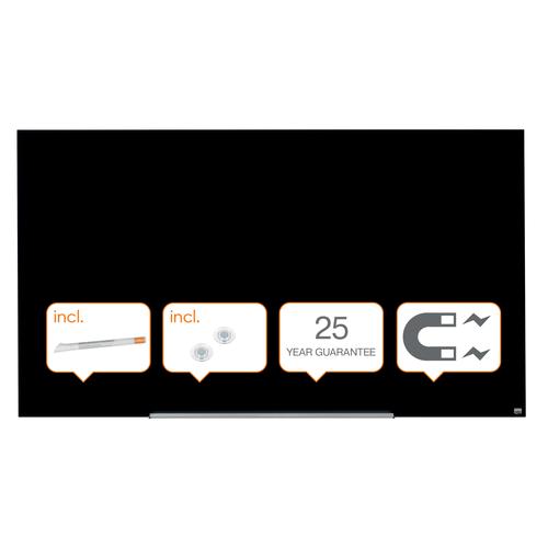 Nobo Glassboard 1900x1000mm Black 85″ Widescreen 1905182 Fusion Office