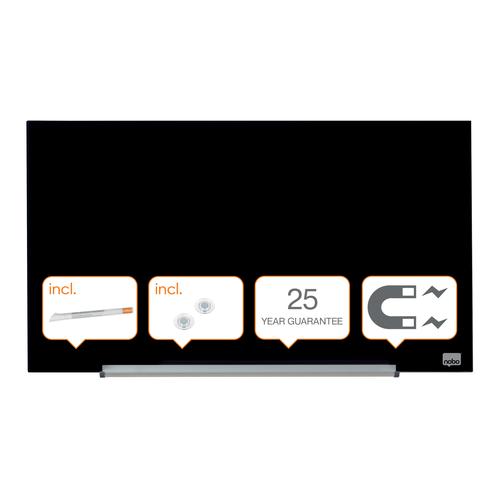 Nobo Glassboard 680x380mm Black 31″ Widescreen 1905179 Fusion Office