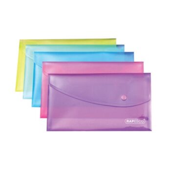 Rapesco Popper Wallet DL Bright Assorted 0690 - Pack 5