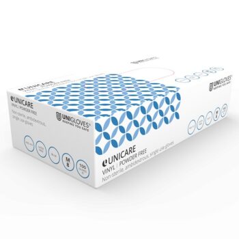 Unicare Blue Vinyl Gloves Medium Powder-Free GS0083 - Pack 100