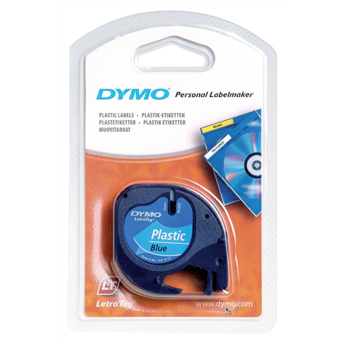 DYMO LT Plastic Label Black on Blue 91207 12mm x 4m S0721650